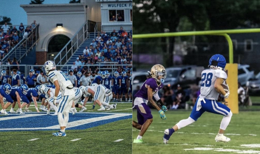 Peyton Klosterman (left) and picture, from Ady Klosterman, of Aiden Duncan (right), both playing football before their injuries.
